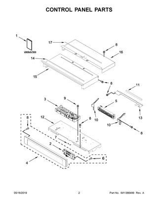 Control Panel Parts Diagram and Parts List for WOS31ES0JS00  Whirlpool Wall Oven