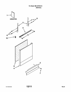 Door And Panel Parts Diagram and Parts List for 66513073K210  Kenmore Dishwasher