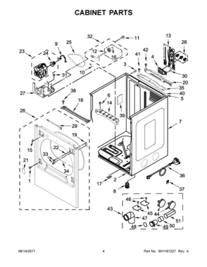 03 - CABINET PARTS Diagram and Parts List for YWED8500DW4  Whirlpool Dryer