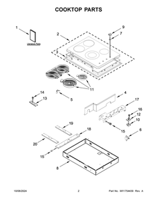 02 - Cooktop Parts Diagram and Parts List for MEC8830HS01  Whirlpool Cooktop