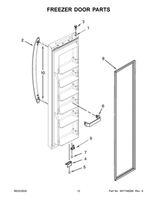 07 - Freezer Door Parts Diagram and Parts List for WRS312SNHM08  Whirlpool Refrigerator