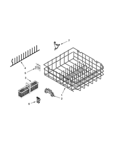 Lower Rack Parts Diagram and Parts List for KUDE48FXPA6  KitchenAid Dishwasher
