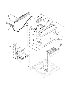 Console And Dispenser Parts Diagram and Parts List for WTW7040DW0  Whirlpool Washer