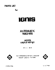 Front Cover Diagram and Parts List for 6MAL5143VW1  Whirlpool Washer