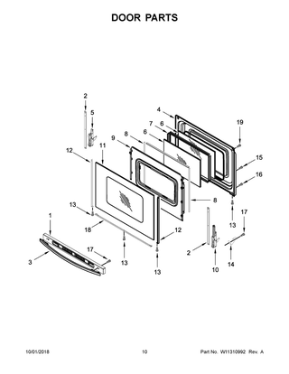 Door Parts Diagram and Parts List for YIER660GS0  Whirlpool Range