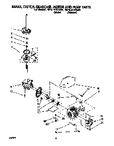 Brake, Clutch, Gearcase, Motor And Pump Diagram and Parts List for 6MAL5143AW0  Whirlpool Washer