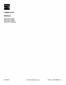 Cover Sheet Diagram and Parts List for 66514723112  Kenmore Trash Compactor