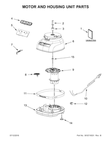 Motor And Housing Unit Parts Diagram and Parts List for KFP1133QG0  KitchenAid Food Processor