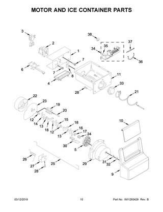 Motor And Ice Container Parts Diagram and Parts List for WRS315SDHZ01  Whirlpool Refrigerator
