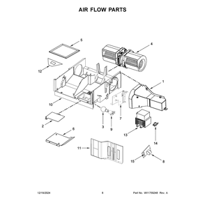 Air Flow Parts Diagram and Parts List for WMMS3130RB01  Whirlpool Microwave