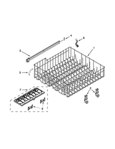 Upper Rack And Track Parts Diagram and Parts List for 7WDT790SAYM3  Whirlpool Dishwasher