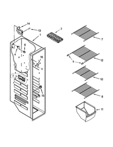 Freezer Liner Parts Diagram and Parts List for WRS325FNAE00  Whirlpool Refrigerator