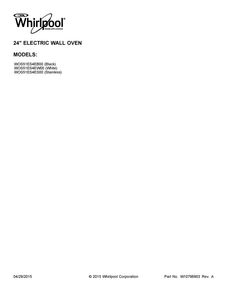 Cover Sheet Diagram and Parts List for WOS51ES4ES00  Whirlpool Wall Oven