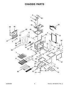 Chassis Parts Diagram and Parts List for KSGB900ESS4  Whirlpool Range
