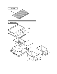 Shelf Parts Diagram and Parts List for 8W8TXDGFBW00  Whirlpool Refrigerator