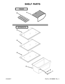 Shelf Parts Diagram and Parts List for 10676399413  Kenmore Refrigerator