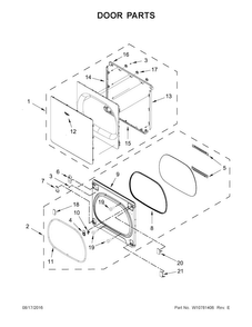 Door Parts Diagram and Parts List for WED8500DR1  Whirlpool Dryer