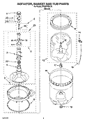 AGITATOR, BASKET AND TUB PARTS Diagram and Parts List for 8TLSR7432LT0  Whirlpool Washer