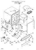 TUB ASSEMBLY Diagram and Parts List for RUD1000DB4  Roper Dishwasher