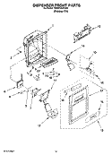 DISPENSER FRONT PARTS Diagram and Parts List for 7GS5FHAXTA01  Whirlpool Refrigerator