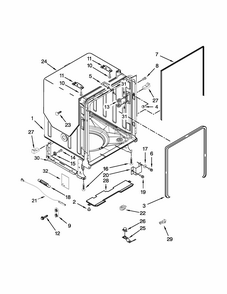 Tub And Frame Parts Diagram and Parts List for IUD8500BX1  Whirlpool Dishwasher
