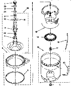 Tub, Basket, And Agitator Diagram and Parts List for LSR7233BGO  Whirlpool Washer