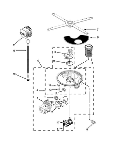 Pump, Washarm And Motor Parts Diagram and Parts List for KDHE704DSS0  KitchenAid Dishwasher