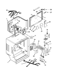 Liner Parts Diagram and Parts List for WRT371SZBW01  Whirlpool Refrigerator