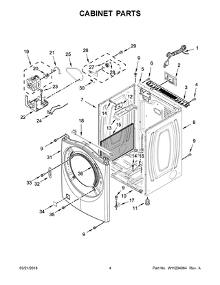 Cabinet Parts Diagram and Parts List for 7MWGD90HEFC1  Whirlpool Dryer