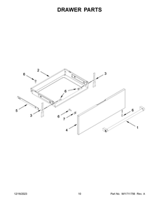 Drawer Parts Diagram and Parts List for KSGG700ESS7  KitchenAid Range
