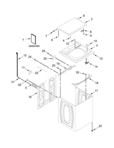 Top And Cabinet Parts Diagram and Parts List for 7MWTW1500EM0  Whirlpool Washer