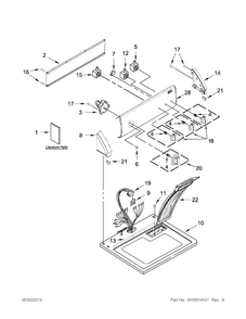 Top And Console Parts Diagram and Parts List for 110C61292012  Kenmore Dryer