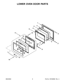Lower Oven Door Parts 1 Diagram and Parts List for WOD77EC7HS20  Whirlpool Wall Oven