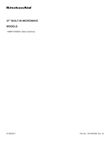Cover Sheet Diagram and Parts List for KMBP107EBS01  KitchenAid Microwave