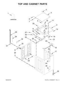 Top And Cabinet Parts Diagram and Parts List for 11026134610  Kenmore Washer