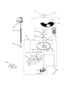 Pump, Washarm And Motor Parts Diagram and Parts List for KDTE204EBL0  KitchenAid Dishwasher