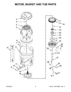 04 - MOTOR, BASKET AND TUB PARTS Diagram and Parts List for MVWB855DC2  Whirlpool Washer