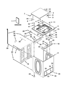 Top And Cabinet Parts Diagram and Parts List for QCAE2733BQ0  Whirlpool Washer