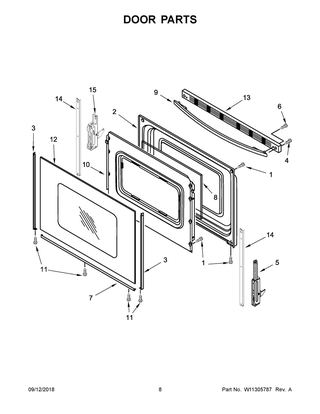 Door Parts Diagram and Parts List for WFC150M0EB3  Whirlpool Range