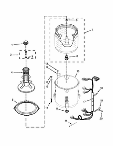 Basket And Tub Parts Diagram and Parts List for RTW4641BQ1  Roper Washer