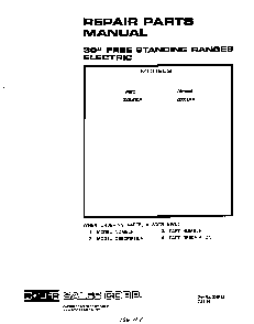 Front Cover Diagram and Parts List for 2265*0A  Roper Range