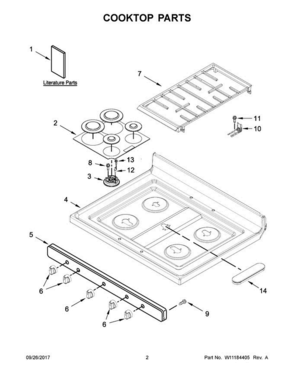 02 - Cooktop Parts Diagram and Parts List for WFG550S0HB0  Whirlpool Range