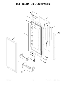 Refrigerator Door Parts Diagram and Parts List for KBFN506ESS05  KitchenAid Refrigerator
