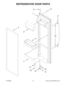 07 - Refrigerator Door Parts Diagram and Parts List for ASI2575GRB12  Whirlpool Refrigerator