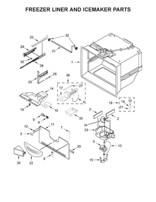 Freezer Liner And Icemaker Parts Diagram and Parts List for WRF535SMHB00  Whirlpool Refrigerator