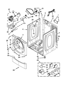 Cabinet Parts Diagram and Parts List for WGD9371YW2  Whirlpool Dryer