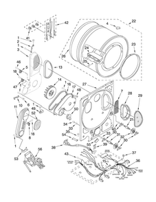 Dryer Bulkhead Parts Diagram and Parts List for 11098752798  Kenmore Washer Dryer Combo