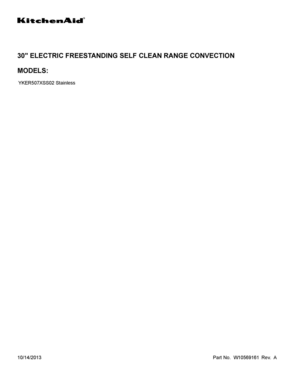 01 - COVER SHEET Diagram and Parts List for YKER507XSS02  Whirlpool Range