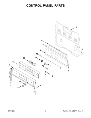 Control Panel Parts Diagram and Parts List for WFE975H0HV1  Whirlpool Range
