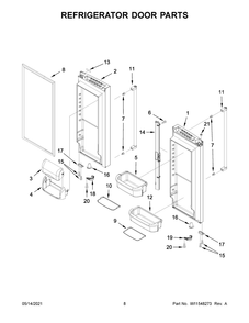 Refrigerator Door Parts Diagram and Parts List for KRFF305ESS06  Whirlpool Refrigerator